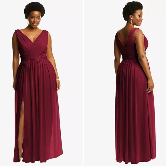 Size 18 - DESSY COLLECTION - Sleeveless Chiffon Maxi Dress Burgundy NEW $273 - Picture 1 of 11